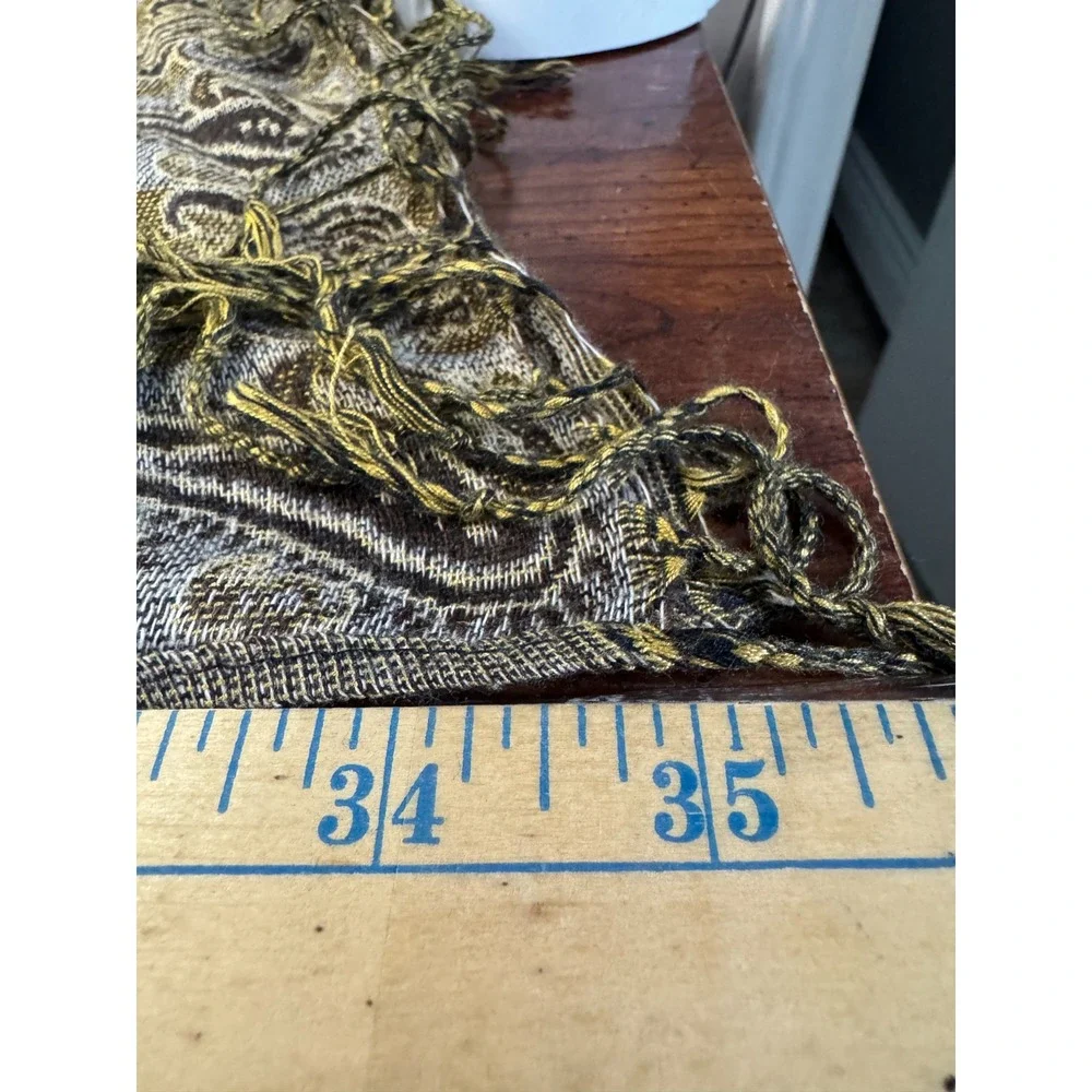Pashmina Shawl Scarf Wrap Paisley Floral Brown Tan Cream Cashmere Earthy Garden
